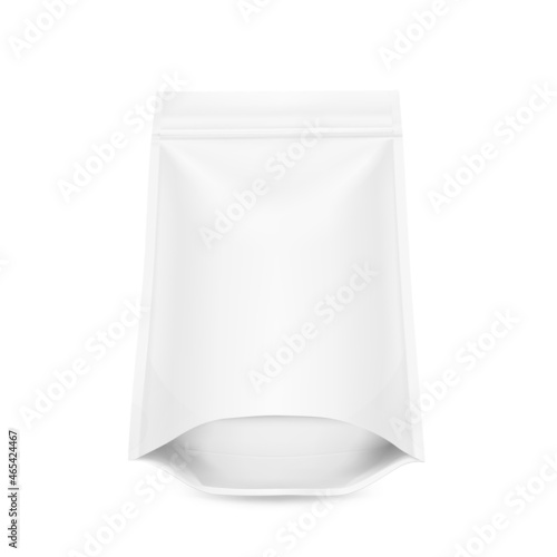 Pouch bag mockup. Vector illustration isolated on white background. Front view. Can be use for template your design, presentation, promo, ad. EPS10. 