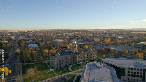 Wyoming State Capitol Building Aerial Drone Video photo