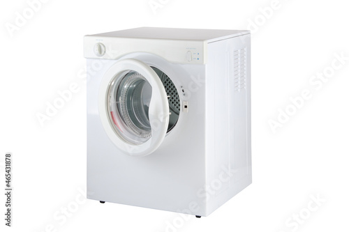 Clothes tumble drier isolated on white background photo