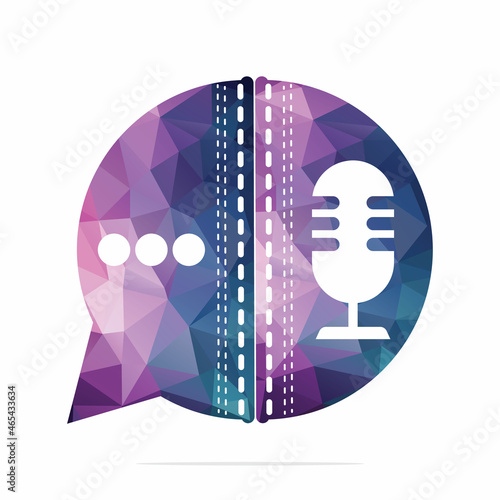 Cricket ball and Podcast talk vector logo design. Chat logo design combined with podcast mic and ball.