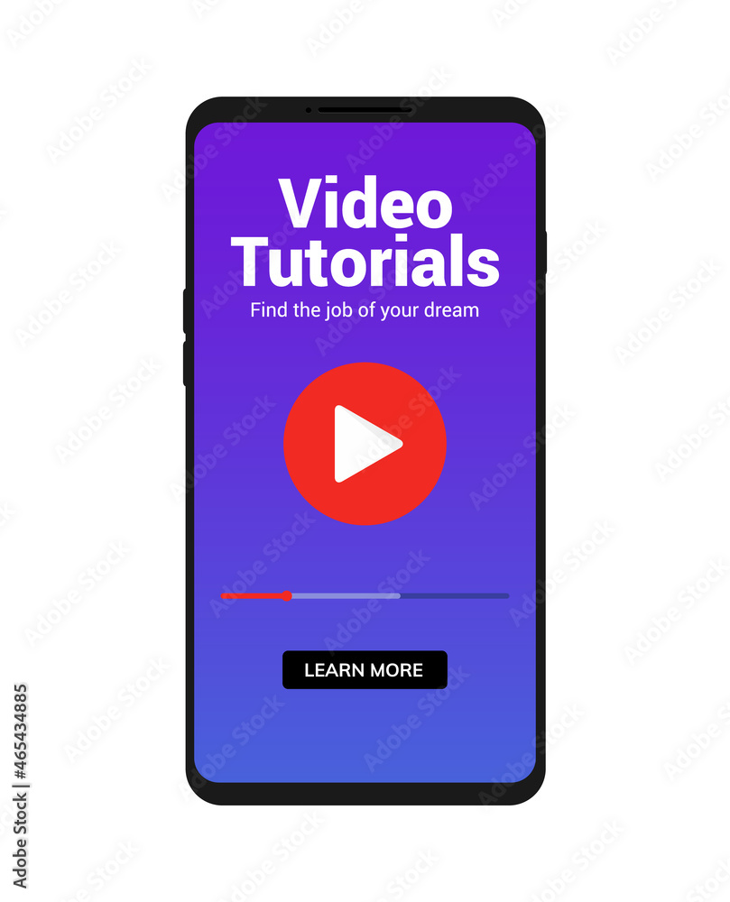 Video tutorial webinar icon on mobile phone. Training tutorial streaming content Video tutorial webinar icon on mobile phone. Training tutorial streaming content