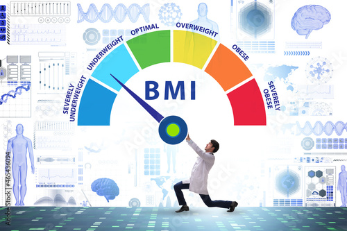 Concept of BMI - body mass index with nutritionist
