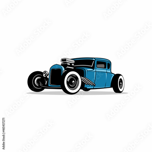Photo Vector illustration of classic hot rod, isolated on the white background