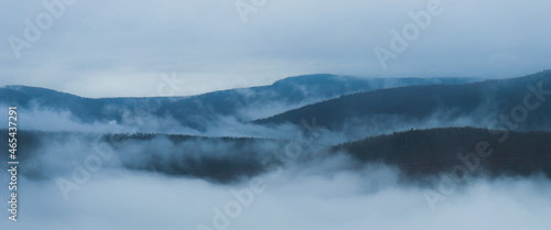 Fog over the mountains wallpaper