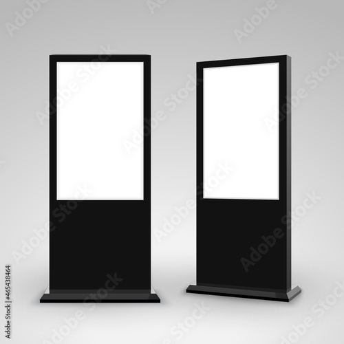 Digital stand signage advertising banner lightbox. Blank isolated mockup billboard marketing panel otdoor design photo