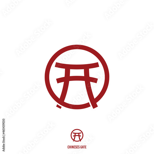 Japanese torii gate icon vector logo