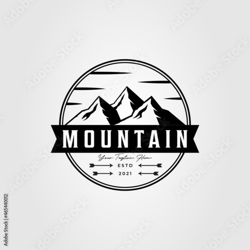 vintage stunning mountain landscape logo vector illustration design