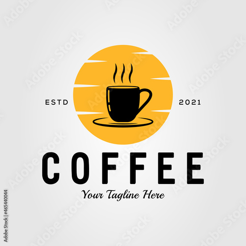 vintage coffee cup and coffee shop logo vector illustration design