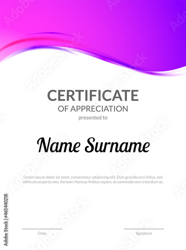 Certificate award diploma template design. Certificate appreciation modern business card award design