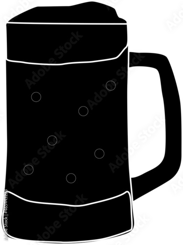 泡が溢れるビールジョッキのシルエット