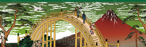 緑の凱風快晴＆松＆橋
