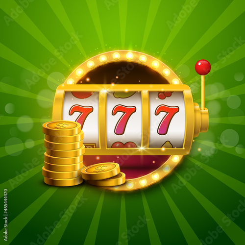 Slot machine casino neon jackpot coin 777 fortune game. Gold slot machine big win