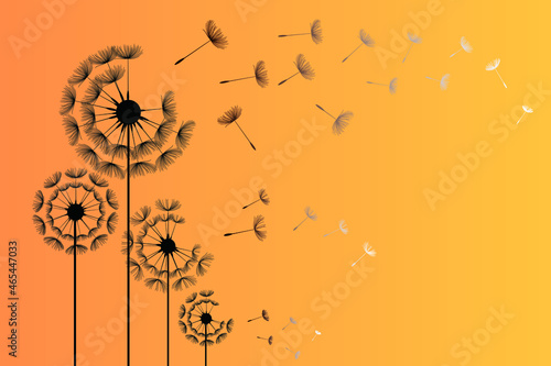 Flying dandelion seeds  vector icon. Conceptual illustration of freedom and serenity