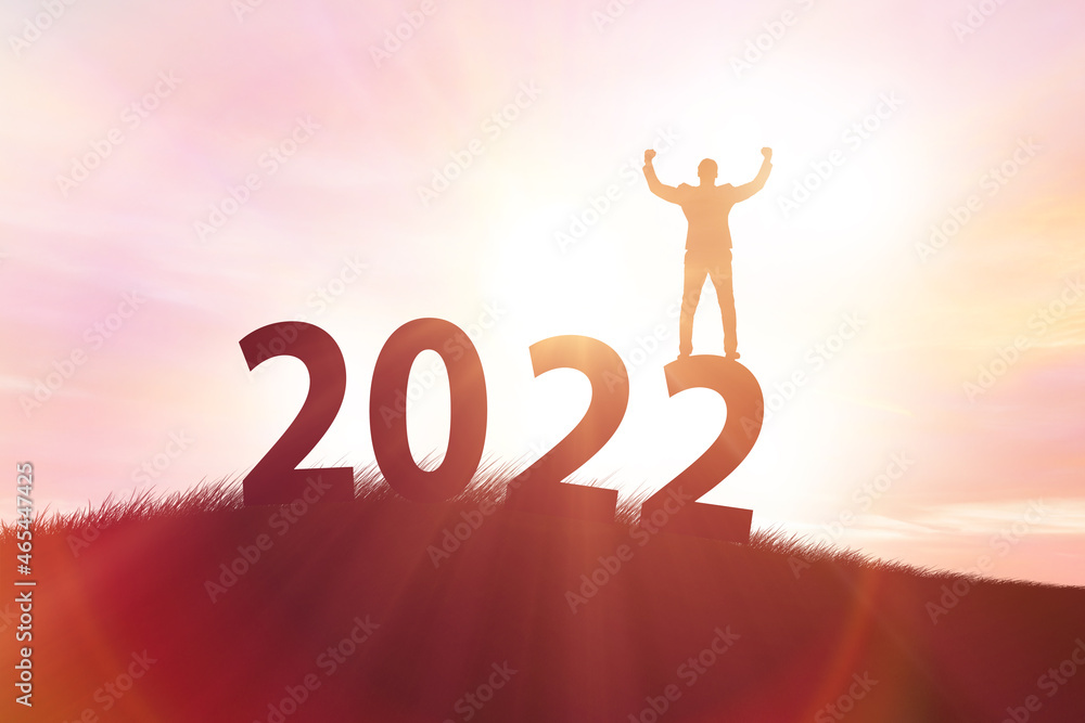 Concept of new year of 2022 with business people Concept of new year of 2022 with business people