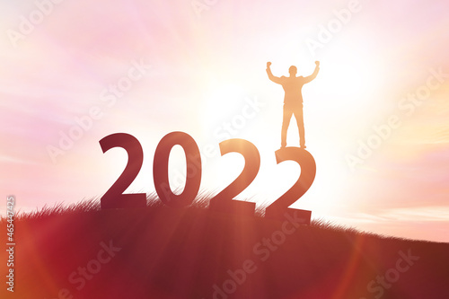 Concept of new year of 2022 with business people