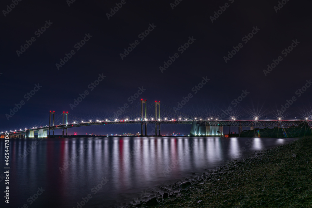 Delaware Memorial Bridge as seen from New Jersey.