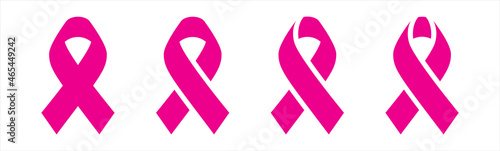 Awareness ribbon icons. Realistic pink ribbon icon set, Breast cancer awareness ribbons.