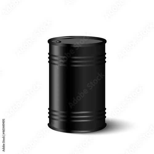 Black metal barrel icon. Oil industry. Business background. Simple flat design. Vector illustration. Stock image.  © Лена Полякевич