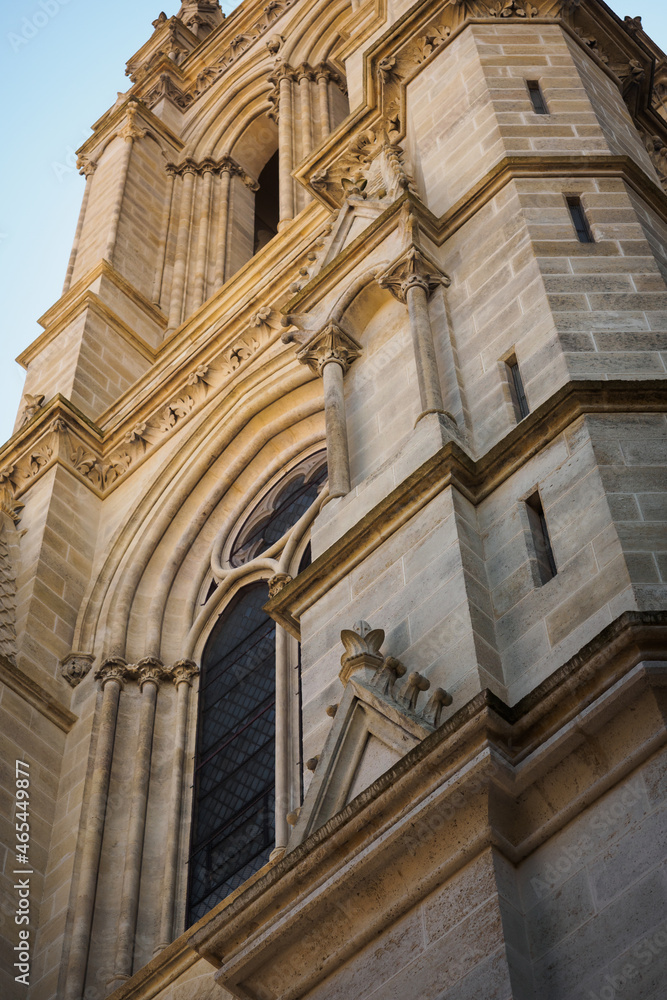 Close up on the tower of the church Saint Louis-des-Chartrons