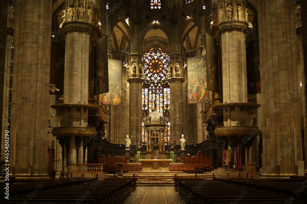 interior of the cathedral of Duomo in Milano