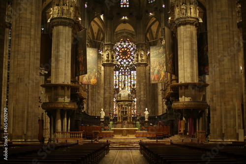 interior of the cathedral of Duomo in Milano
