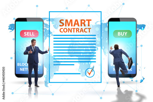 Businessman using mobile smartphones in smart contracts