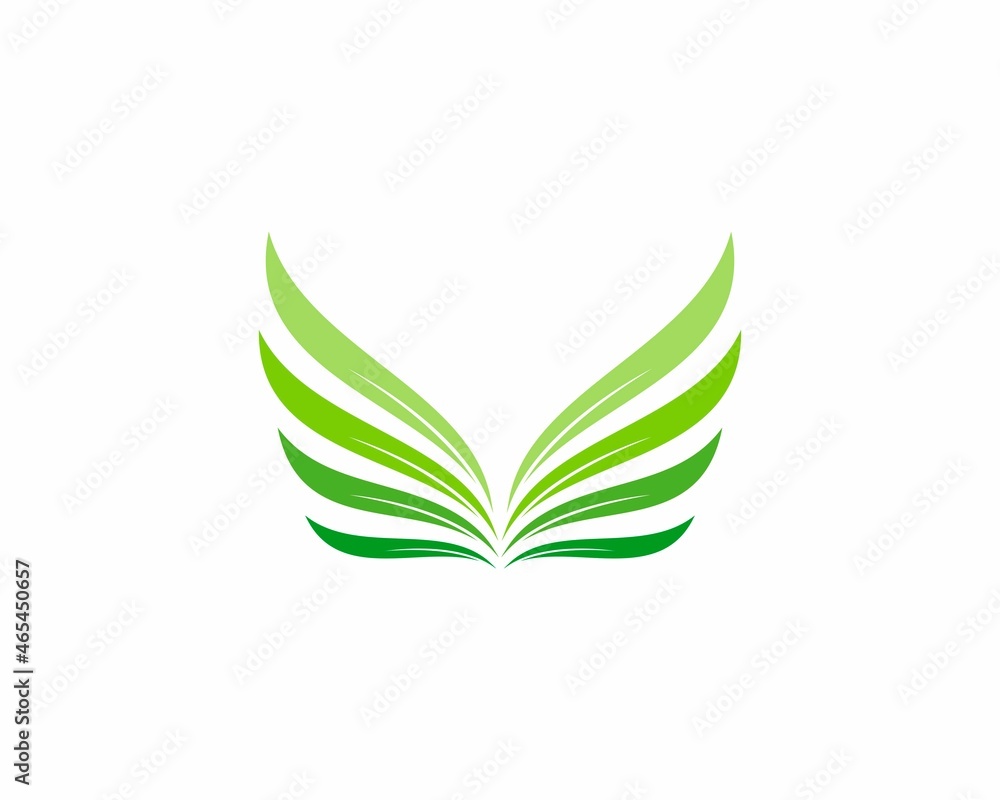 Green leaf forming a spread wings illustration