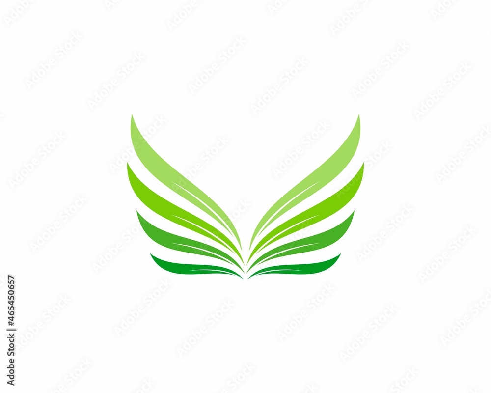 Green leaf forming a spread wings illustration Green leaf forming a spread wings illustration