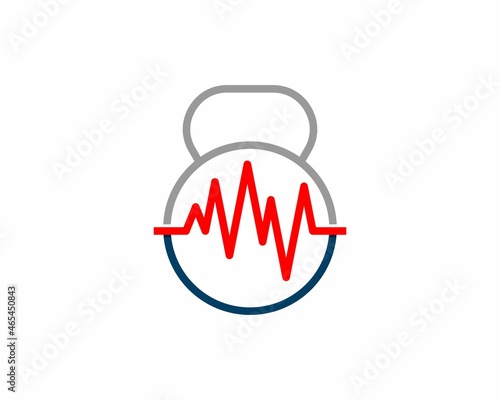Gym kettle bell with Medical heartbeat in the middle