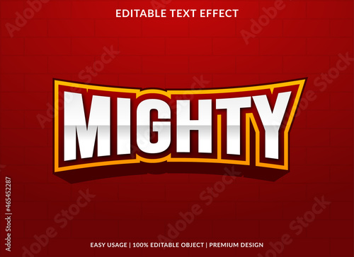 mighty text effect template with abstract and bold style use for business logo and brand photo