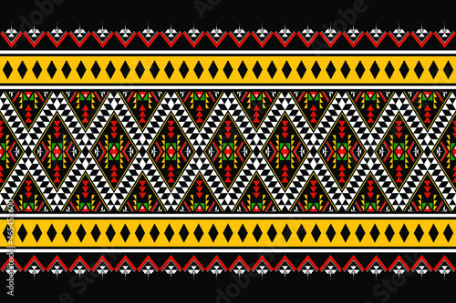 Geometric ethnic oriental seamless pattern traditional Design for background,carpet,wallpaper.clothing,wrapping,Batik fabric,Vector illustration.embroidery style - Sadu, sadou, sadow or sado