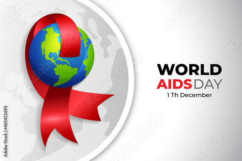 World Aids Day with simple badge and gray background