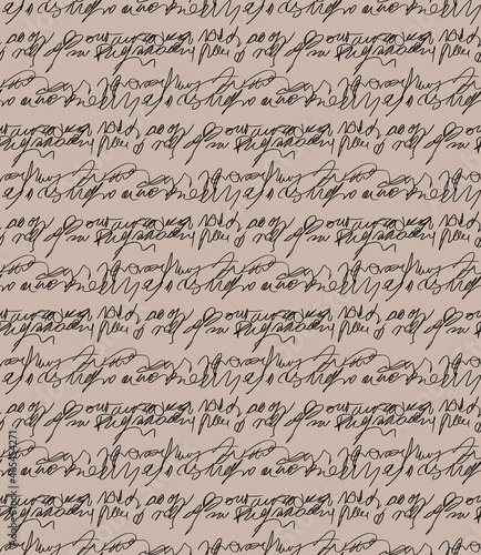 Seamless calligraphy pattern, handwriting print.