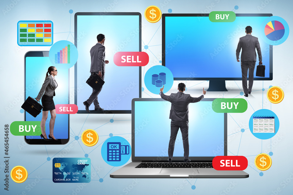 Online currency trading concept with business people Online currency trading concept with business people