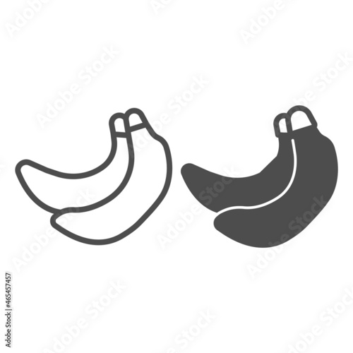 Two bananas, slot machine line and solid icon, gambling concept, slot fruit machine vector sign on white background, outline style icon for mobile concept and web design. Vector graphics.