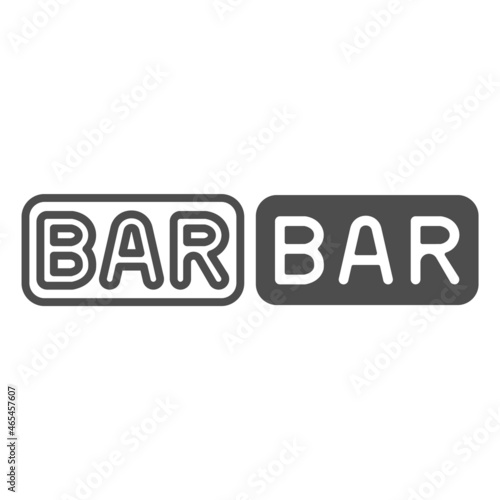 Bar symbol in slot machine line and solid icon, gambling concept, one armed bandit vector sign on white background, outline style icon for mobile concept and web design. Vector graphics.