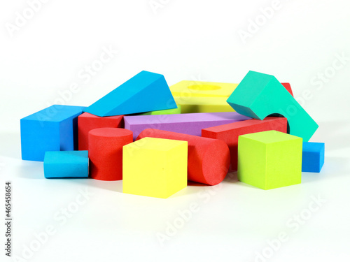 Building Block Colorful Random Color With Isolated White Background