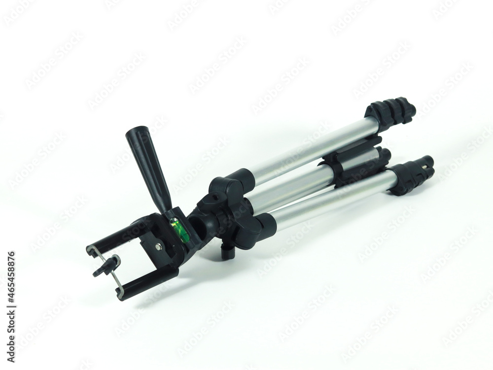 Professional Camera Tripod Stand Holder For Smart Phone With White Isolated Background Professional Camera Tripod Stand Holder For Smart Phone With White Isolated Background