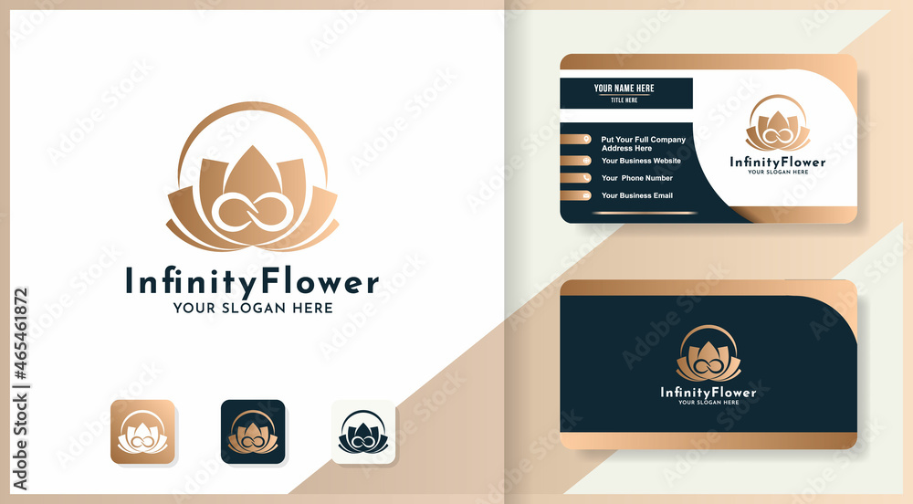 beauty infinity flower logo design and business card