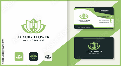luxury feminine crystal flower logo and business card design