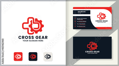 cross gear logo design, inspiration design for therapy and medical