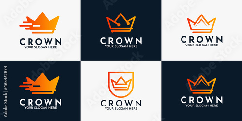 crown abstract logo business symbol set