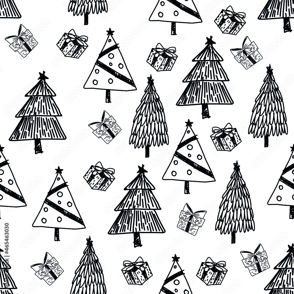 seamless vector pattern of christmas trees and gifts seamless vector pattern of christmas trees and gifts