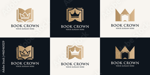 book crown inspiration logo for educational symbol