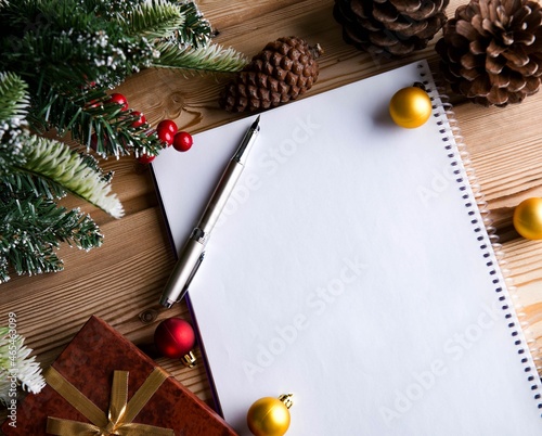 Blank message paper in christmas festive concept