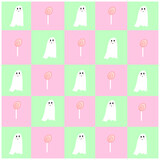 Ghost or candy. Trick or treat Halloween plaid pattern pastel color background