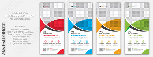 Modern Business Corporate DL Flyer Rack Card Template Unique Design for Office, Company, and Multipurpose Use with Creative Shapes and Idea