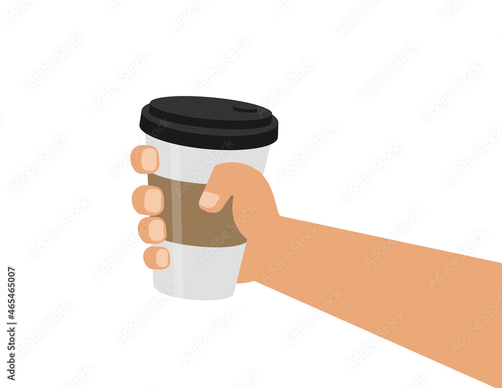 hand holding a coffee paper cup vector illustration hand holding a coffee paper cup vector illustration