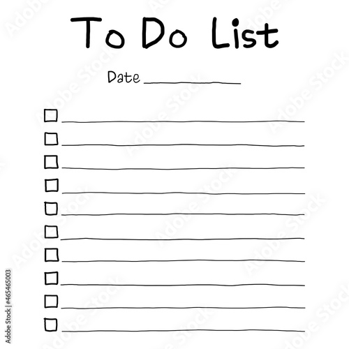 Simple to do list planner for daily or today plan. Vector editable and ready to print. New year new list photo