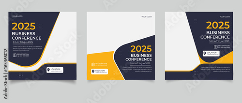 Business conference meeting social media post banner design template	
